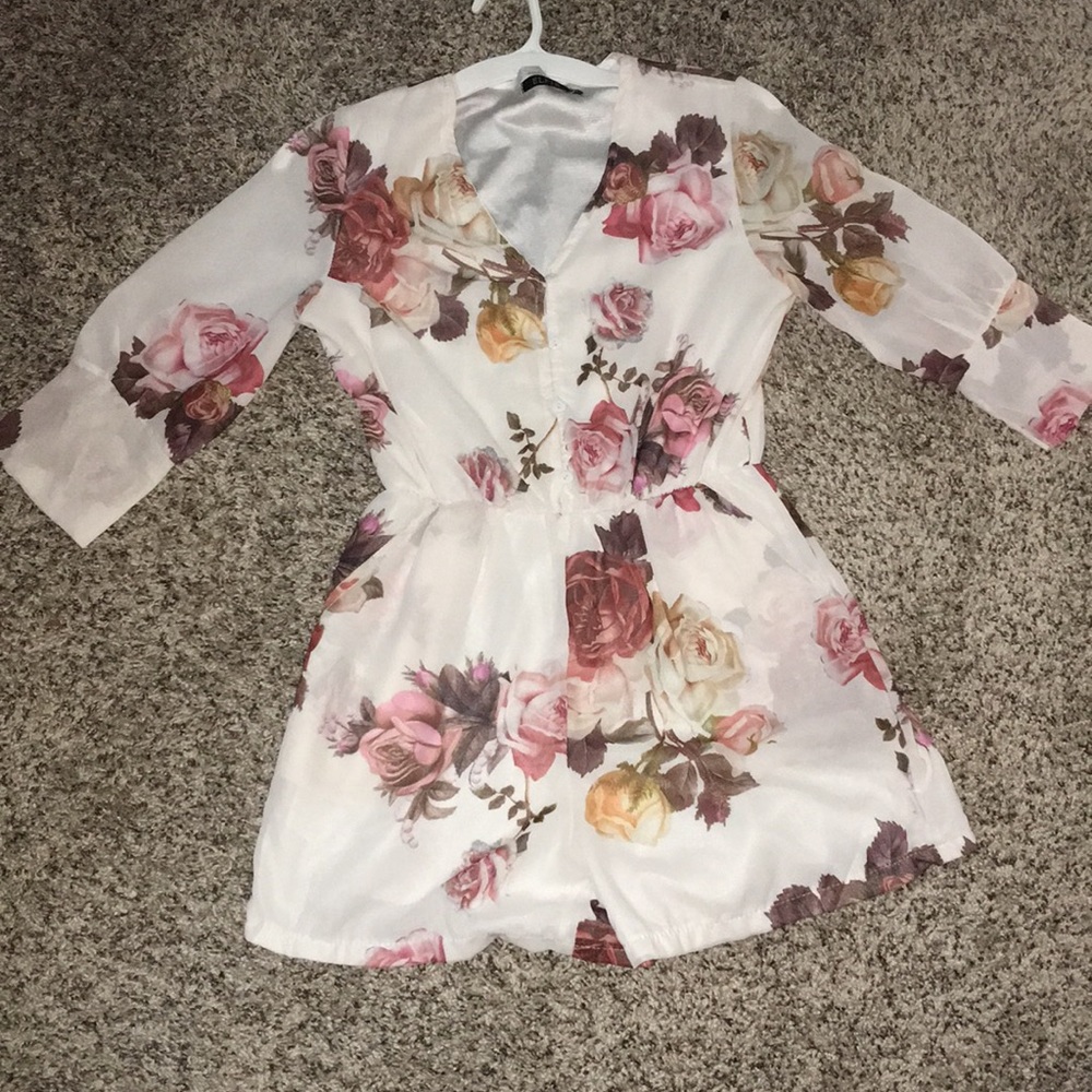 Floral white romper
